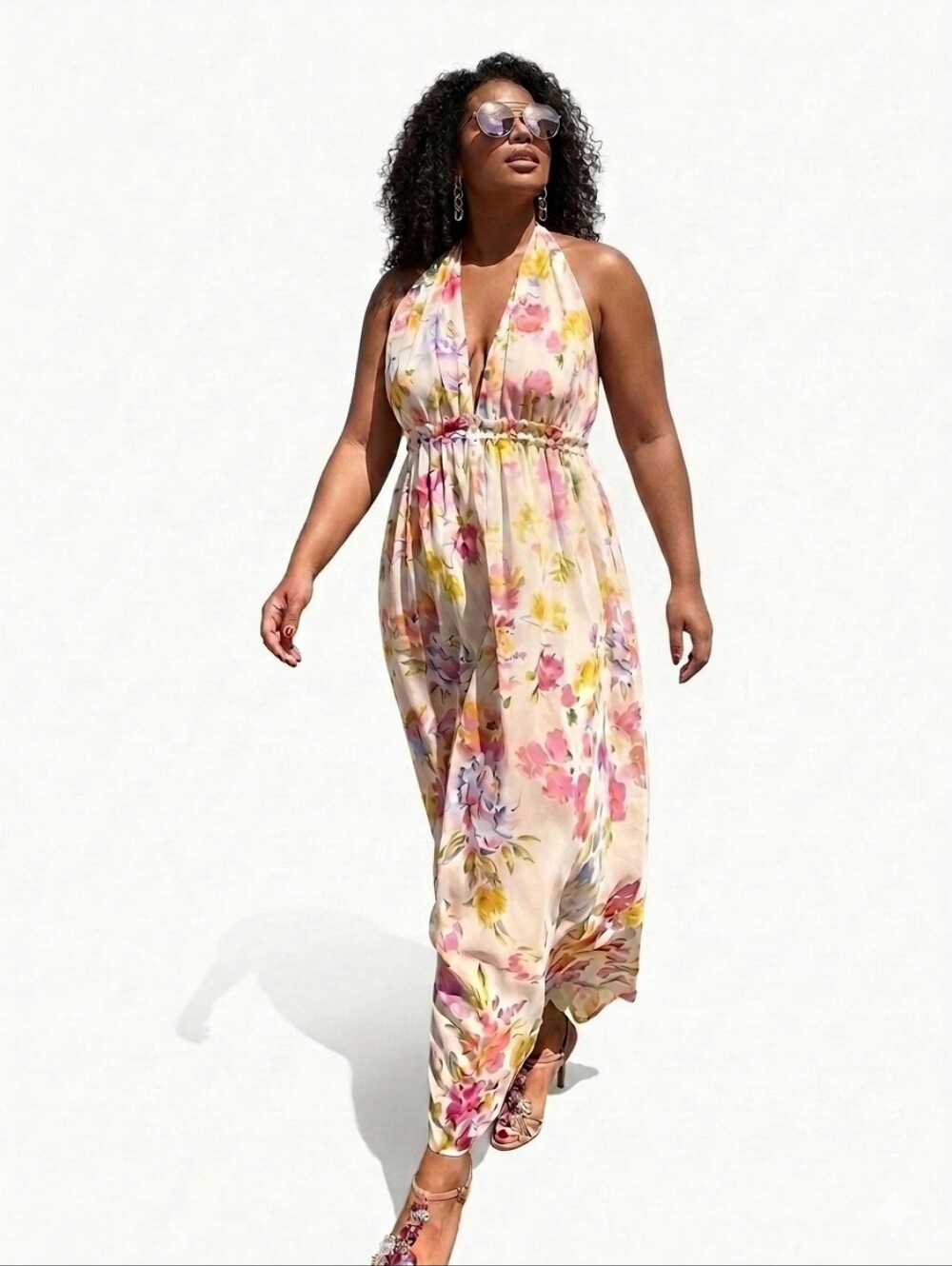 Zara | Large | Floral Halter Maxi Dress